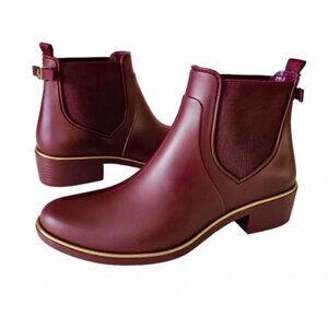 Kate Spade Rain Boots Sz 6.5 Waterproof Rubber Pull-On Boots in Cherrywood NEW